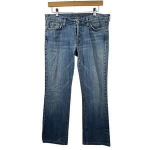 7 For All Mankind Boy Cut Jeans Men 32x29 Blue Denim Made in USA Cotton Relaxed